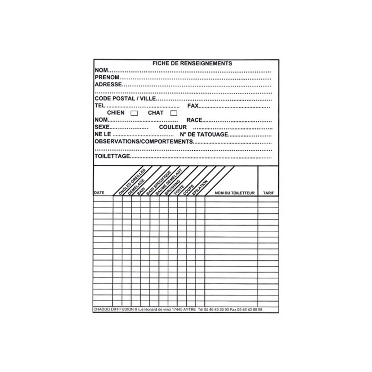 Fiches renseignements