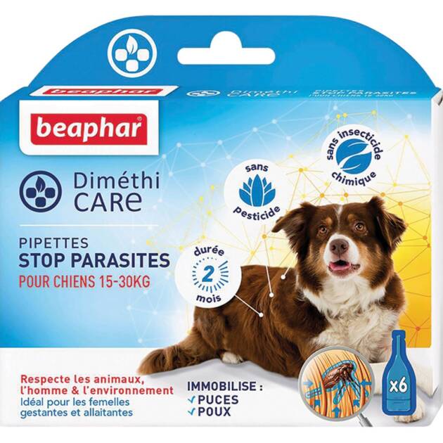 Beaphar - Pipettes stop parasites - Chien moyen - 6 pièces