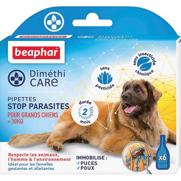 Beaphar - Pipettes stop parasites - Grand Chien - 6 pièces