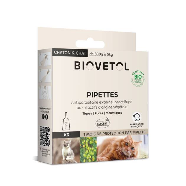 Biovétol - Pipette antiparasitaires - Chaton & chat