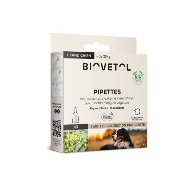 Biovétol - 3x Pipettes antiparasitaires - Grand chien