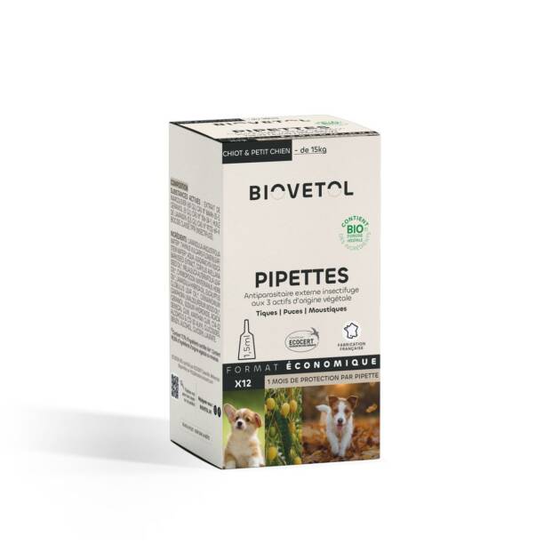 Biovétol - 12x Pipettes antiparasitaires - Petit chien