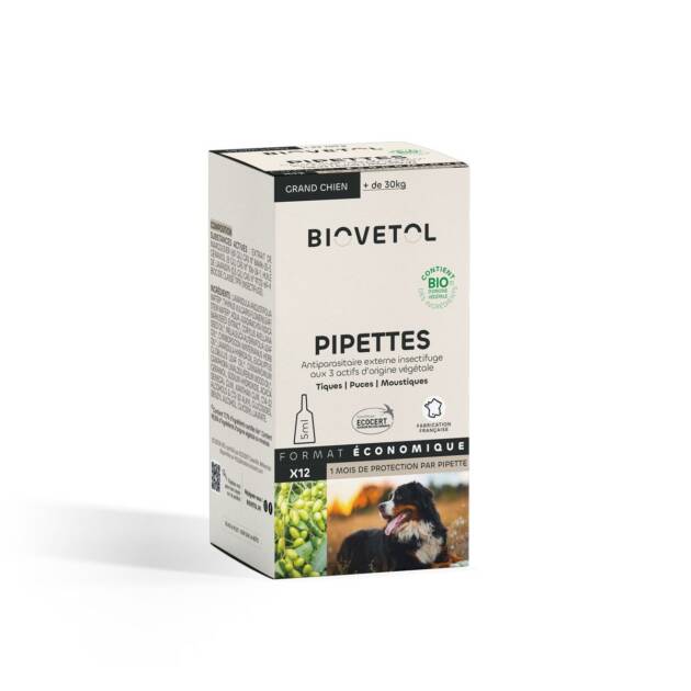 Biovétol - 12x Pipettes antiparasitaires - Grand chien