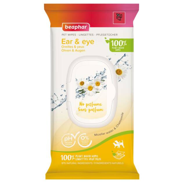 Béaphar - Lingettes yeux, oreilles végétales - 30 lingettes