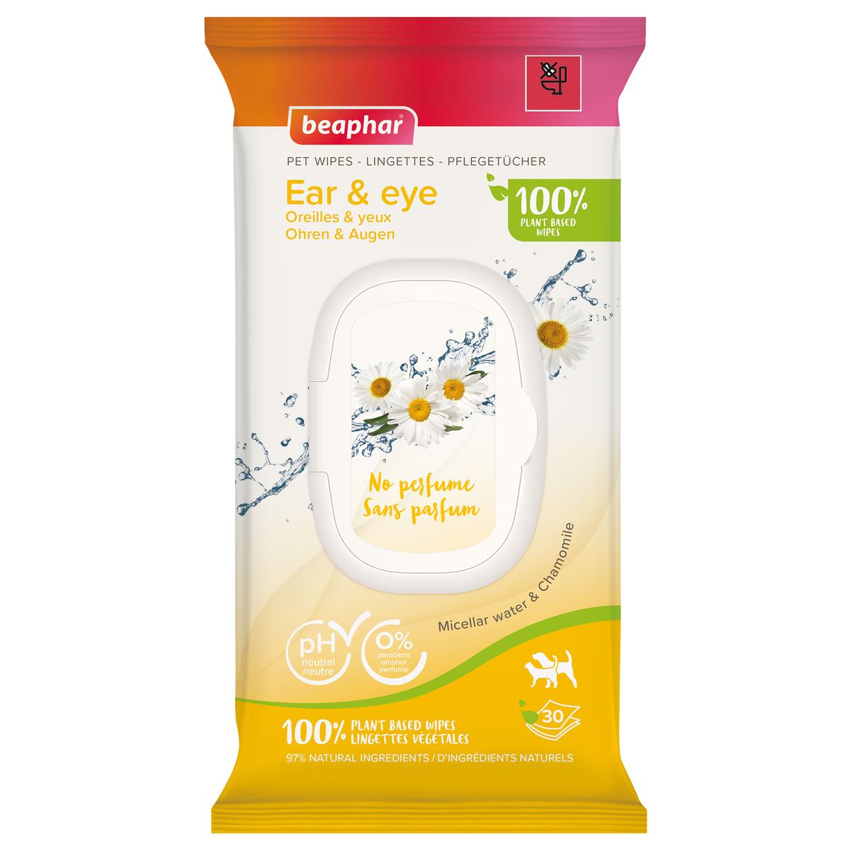 Béaphar - Lingettes yeux, oreilles végétales - 30 lingettes