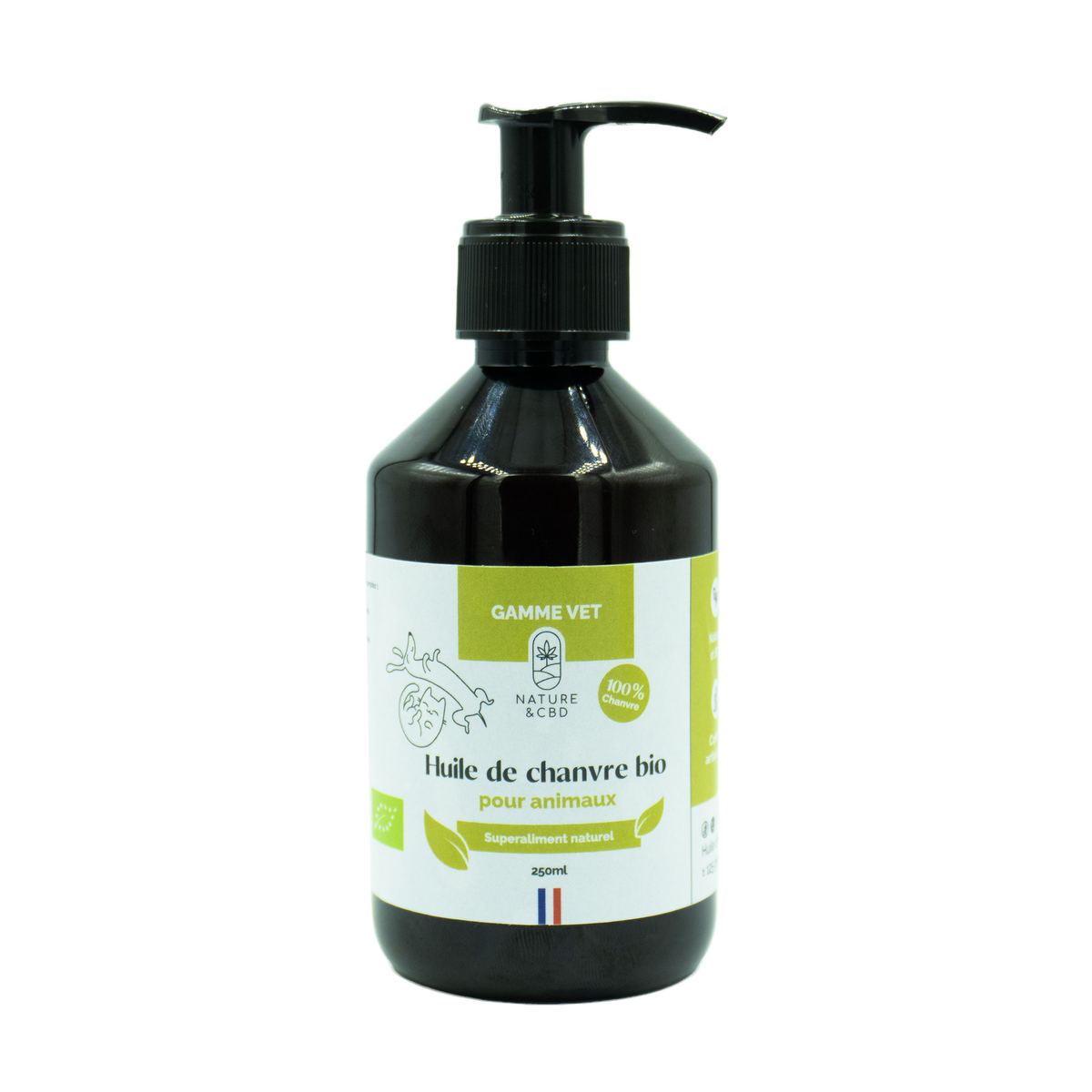 Huile de chanvre Bio pour chien et chat : 250ml