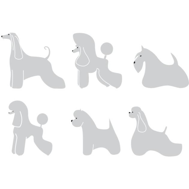 Autocollant vitrine - Lot de 6 chiens - 10 cm