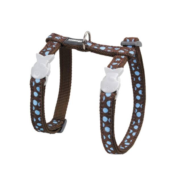 Red Dingo - Harnais + Laisse - Marron Pois bleus