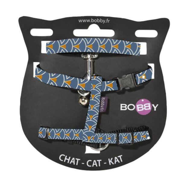 Bobby - Harnais et laisse Geisha Bleu - Chat