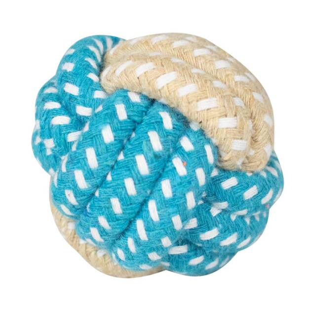 Doogy - Balle corde bleue et beige