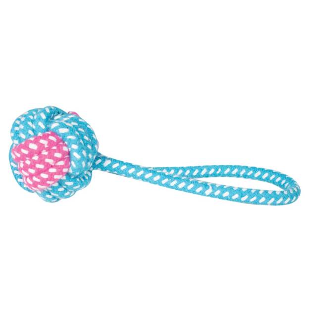Doogy - Balle corde bleue et beige avec anse