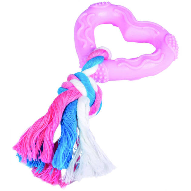 Doogy - Jouet Coeur rose + corde - Chiot