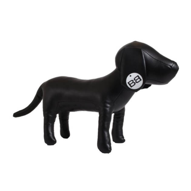 Mannequin Chien Bobby en simili cuir noir