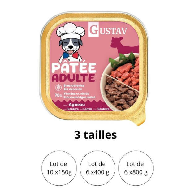 Pâtée GUSTAV à l’agneau pour chien adulte